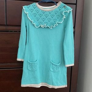 Baby Boden aqua knit heart dress